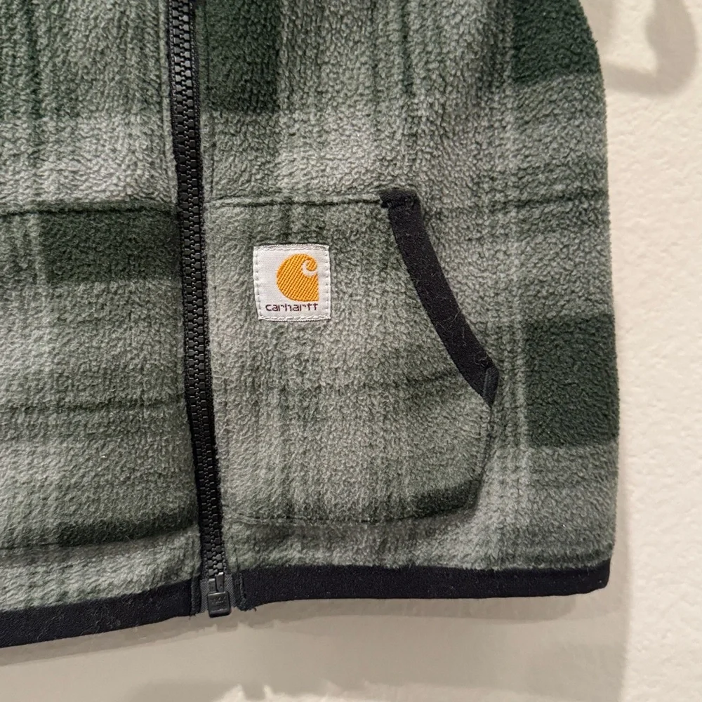 Carhartt Infant Green Plaid Hooded Vest 9‎ Months